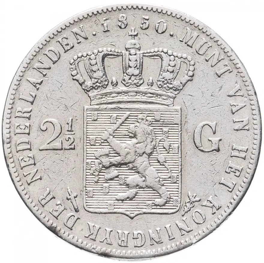 Нидерланды 2 1/2 гульдена 1850, реверс