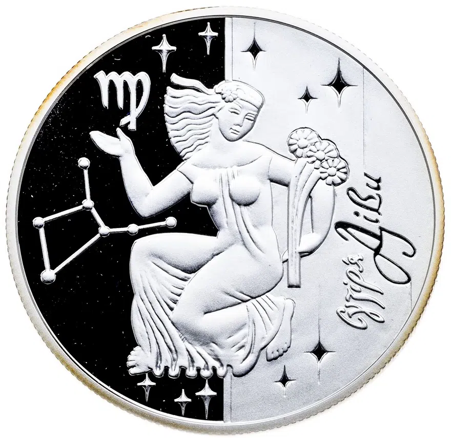 Украина 5 гривен 2008 Proof Знаки зодиака - Дева в подарочном футляре с сертификатом