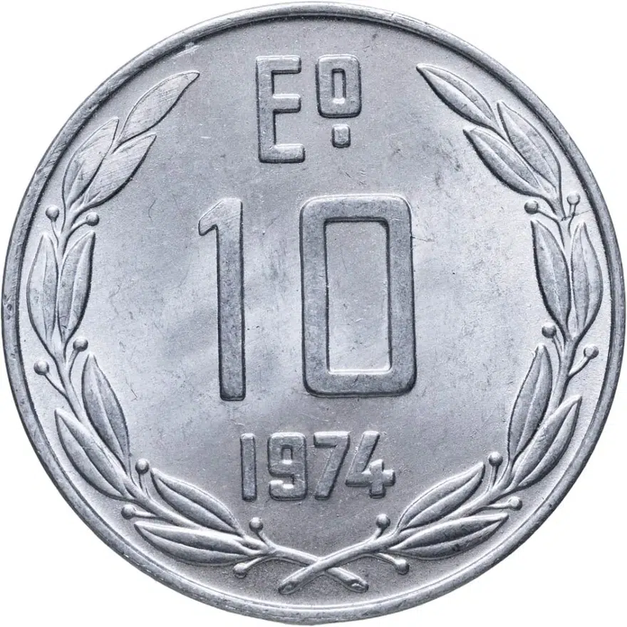 Чили 10 эскудо (escudos) 1974, аверс