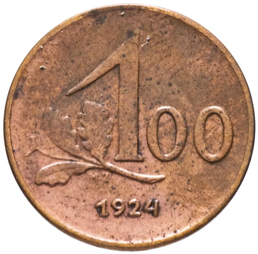 Австрия 100 крон (kronen) 1924, реверс