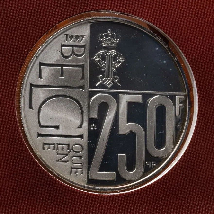 Бельгия 250 франков (francs) 1997  60 лет со дня рождения Королевы Паолы, в буклете