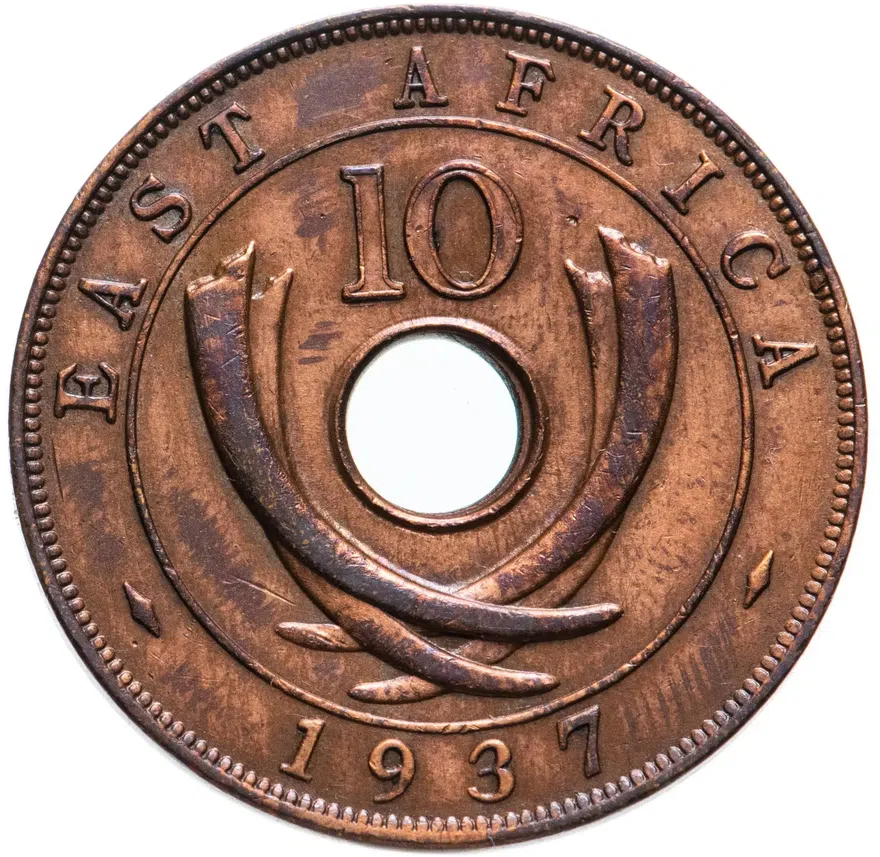 Британская Восточная Африка 10 центов (cents) 1937, аверс