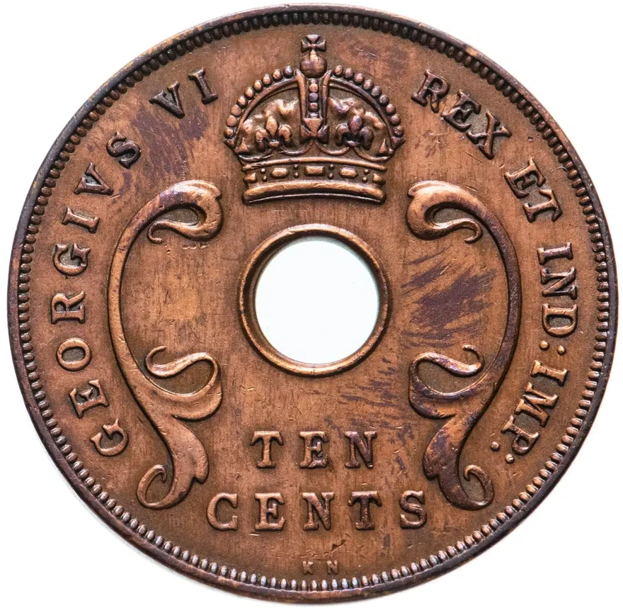 Британская Восточная Африка 10 центов (cents) 1937, реверс