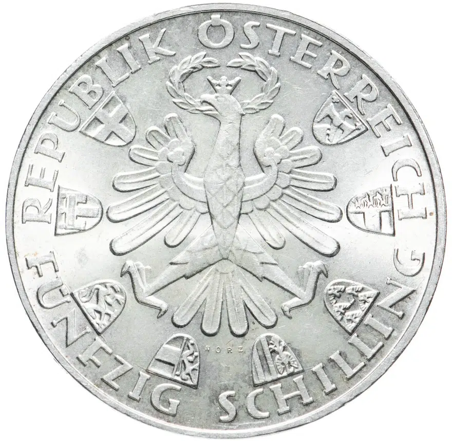 Австрия 50 шиллингов (shillings) 1959  150 лет освобождения Тироля, реверс