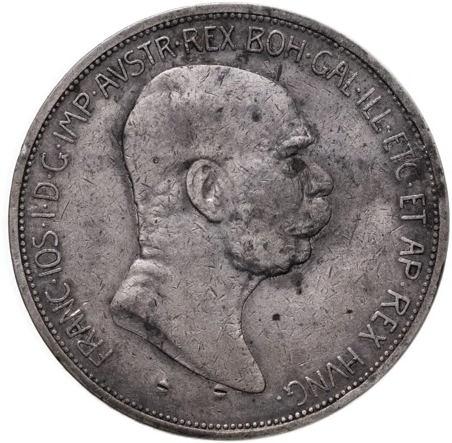Австрия 5 крон (corona) 1908  60 лет правления Франца Иосифа, реверс