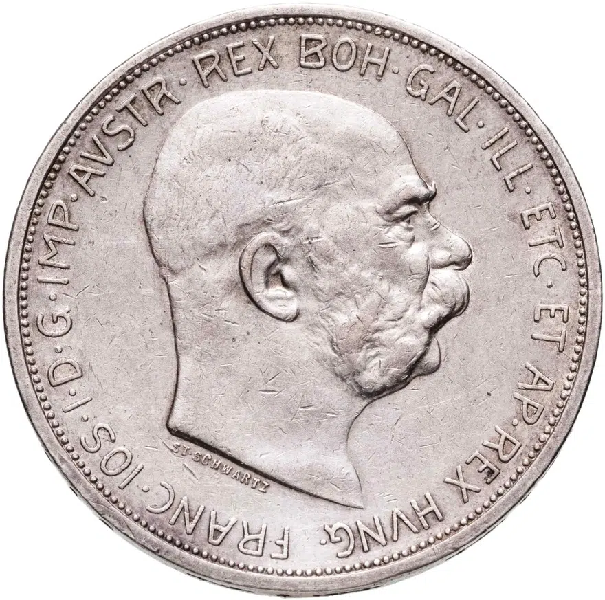 Австрия 5 крон (corona) 1909   голова большая, реверс