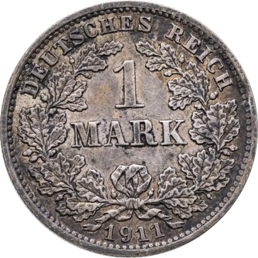 Германия 1 марка 1911 Знак монетного двора: "D" - Мюнхен