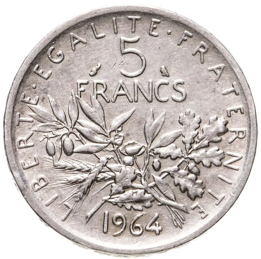 Франция 5 франков 1964, реверс