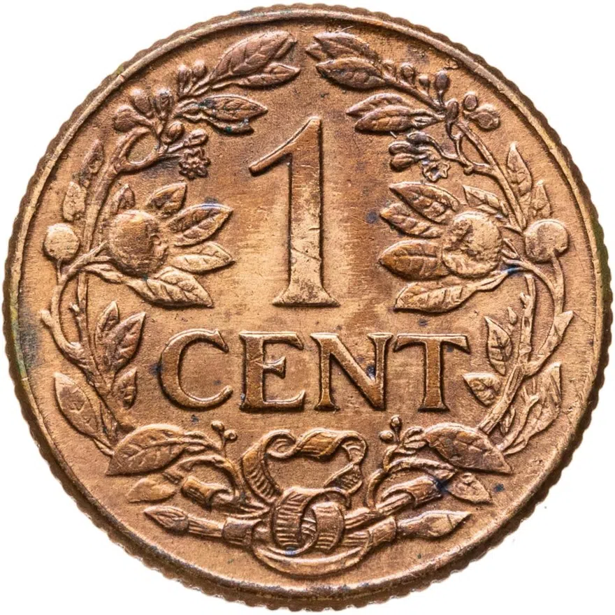 Кюрасао и Суринам 1 цент (cent) 1942, Голландские заморские территории в годы Второй Мировой войны, реверс