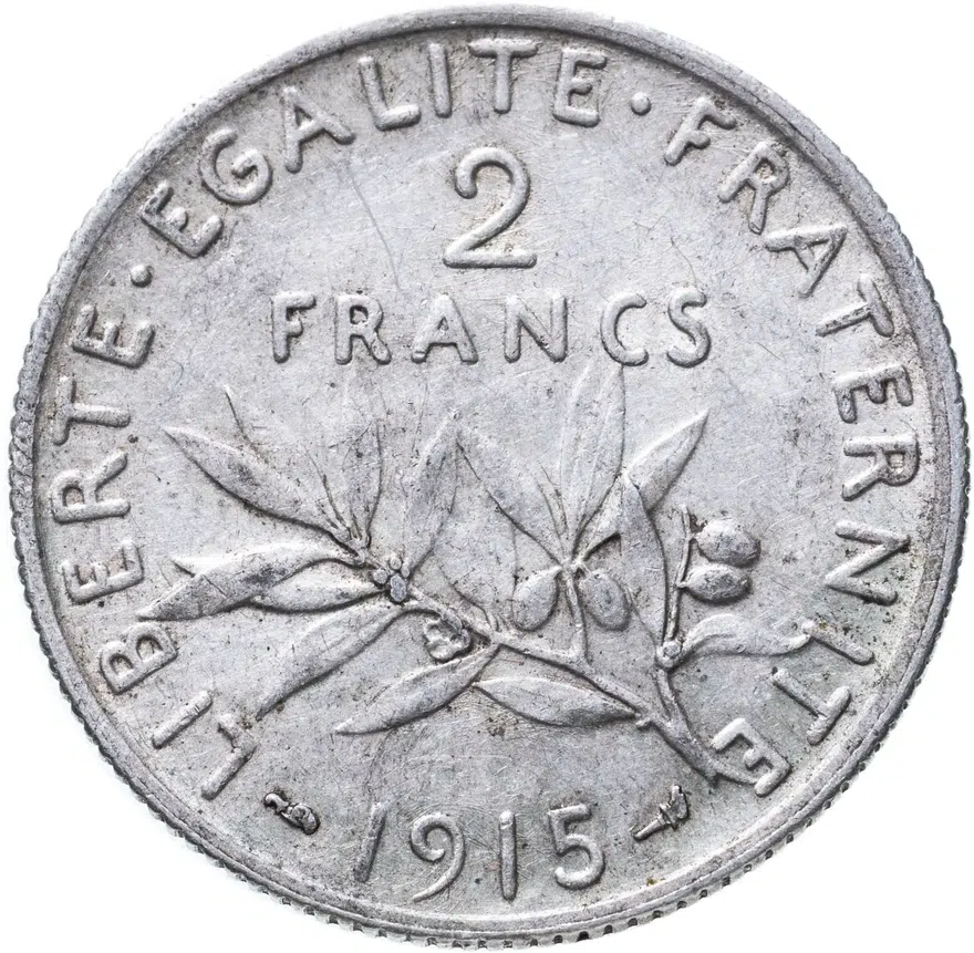 Франция 2 франка (francs) 1915