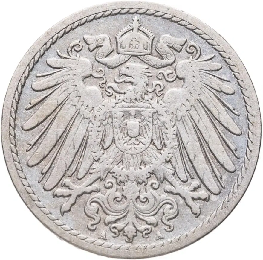 Германия 5 пфеннигов (pfennig) 1902 A  знак монетного двора: "A" - Берлин, реверс