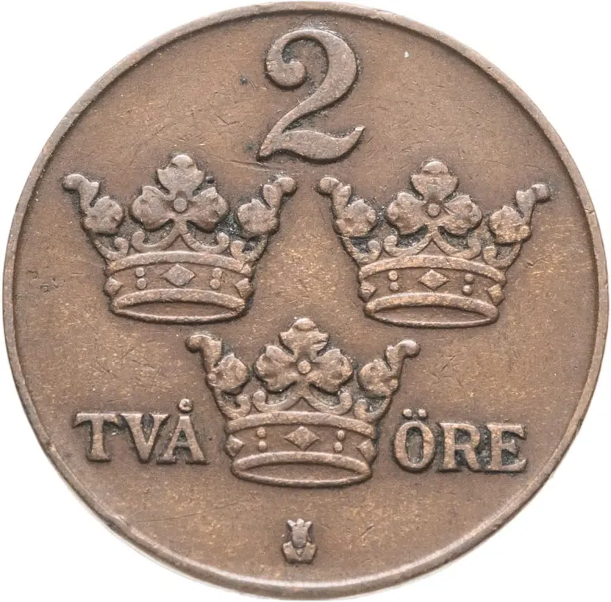 Швеция 2 эре (ore) 1928, аверс