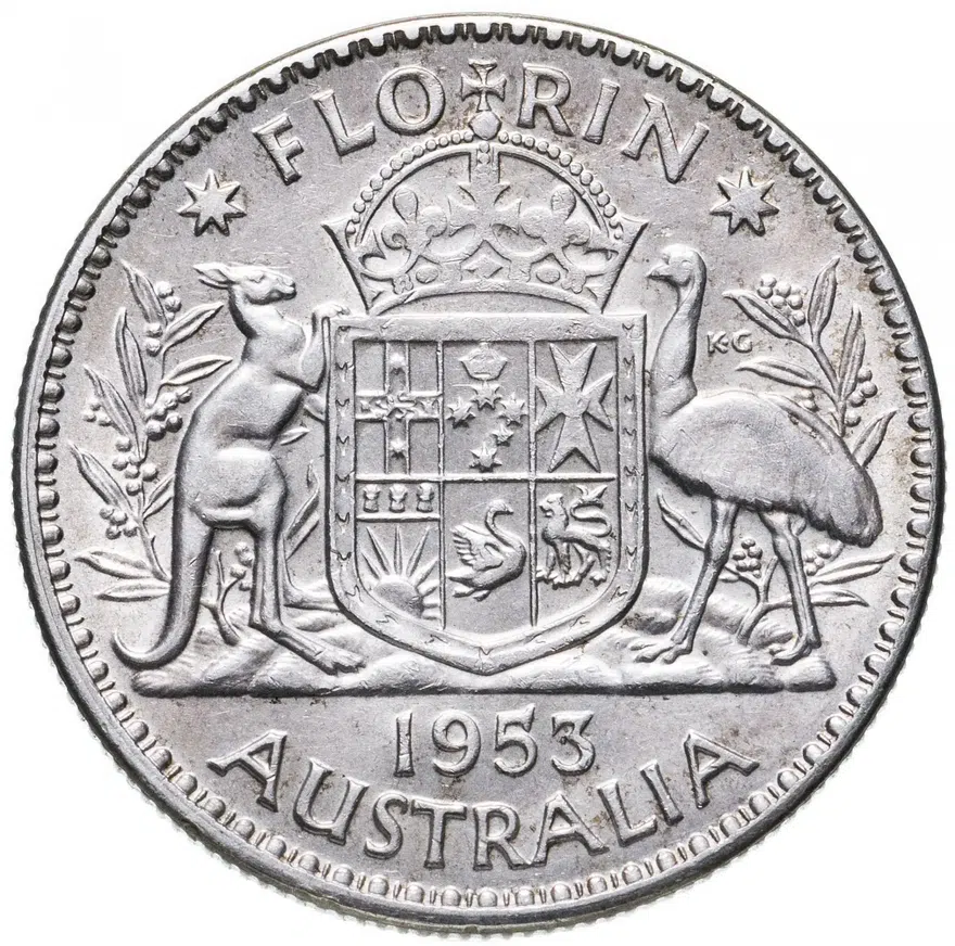Австралия 1 флорин 1953, аверс