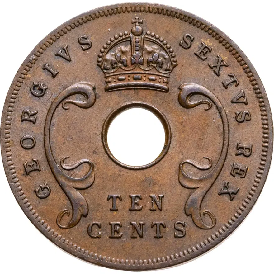 Британская Восточная Африка 10 центов (cents) 1952   без обозначения монетного двора, аверс