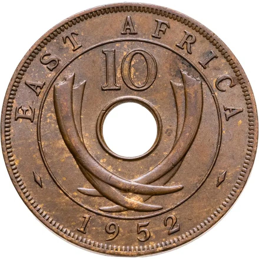Британская Восточная Африка 10 центов (cents) 1952   без обозначения монетного двора, реверс