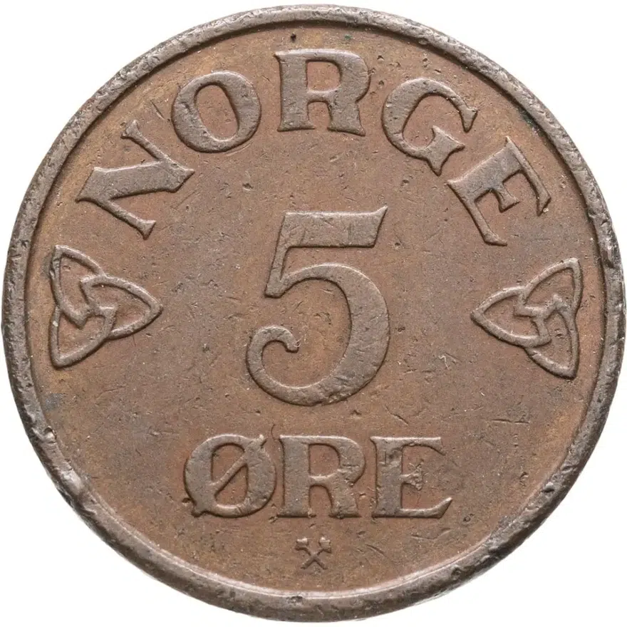 Норвегия 5 эре (ore) 1954, аверс