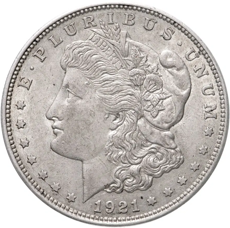 США 1 доллар (dollar) 1921 D Morgan Dollar (доллар Моргана) знак монетного двора "D" - Денвер