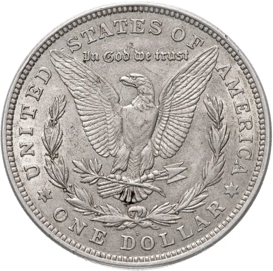США 1 доллар (dollar) 1921 D Morgan Dollar (доллар Моргана) знак монетного двора "D" - Денвер, реверс