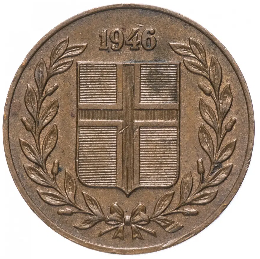 Исландия 5 эйре (aurar) 1946, реверс