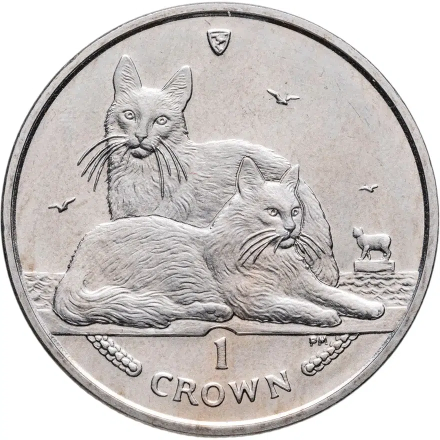 Остров Мэн 1 крона (crown) 2011 "Кошки - Турецкая ангора"