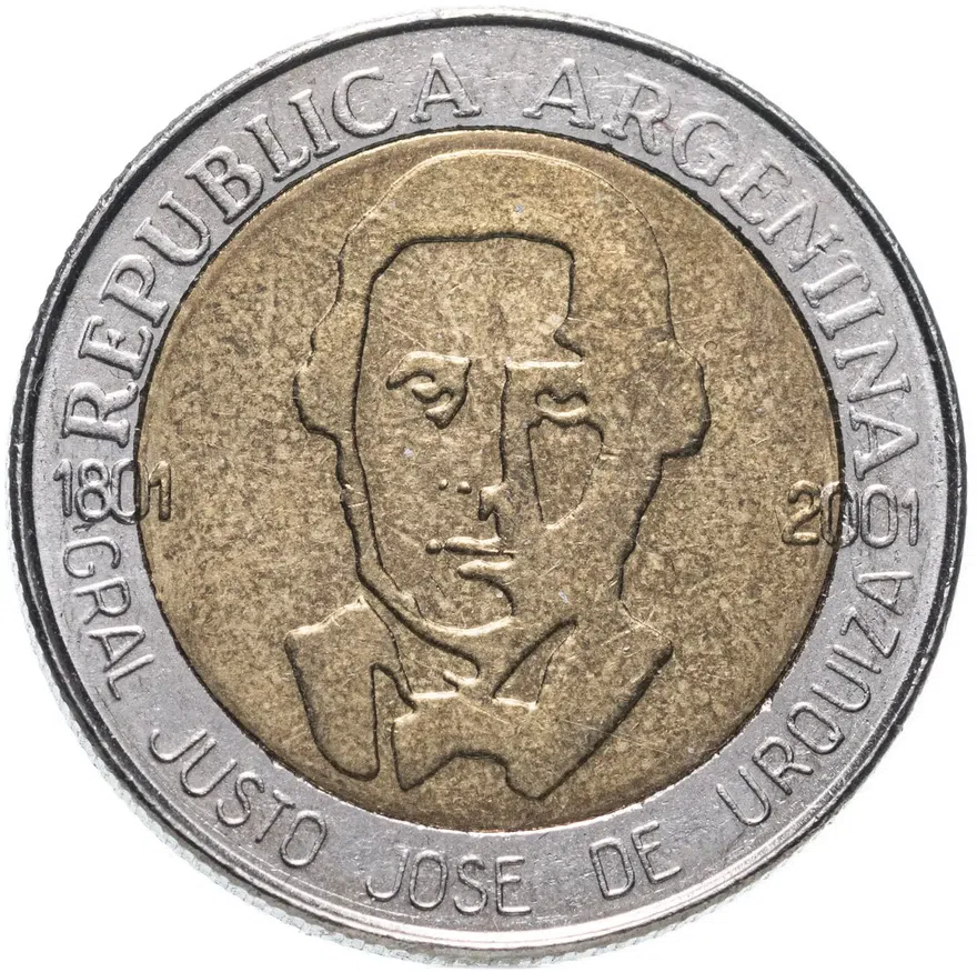 Аргентина 1 песо (peso) 2001  200 лет со дня рождения Хусто Хосе де Уркиза Ребристый гурт