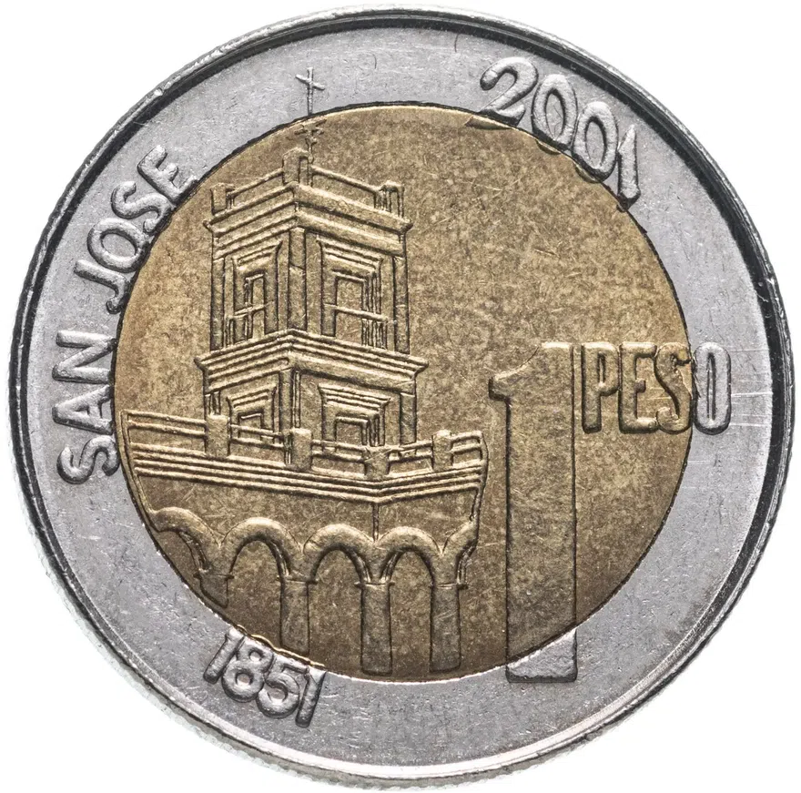 Аргентина 1 песо (peso) 2001  200 лет со дня рождения Хусто Хосе де Уркиза Ребристый гурт, реверс