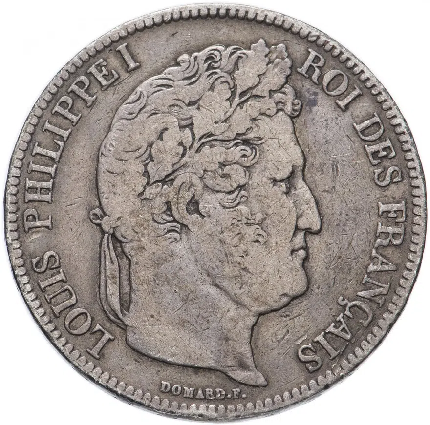 Франция 5 франков (francs) 1833, реверс