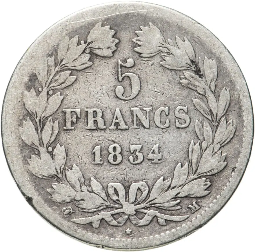 Франция 5 франков (francs) 1834