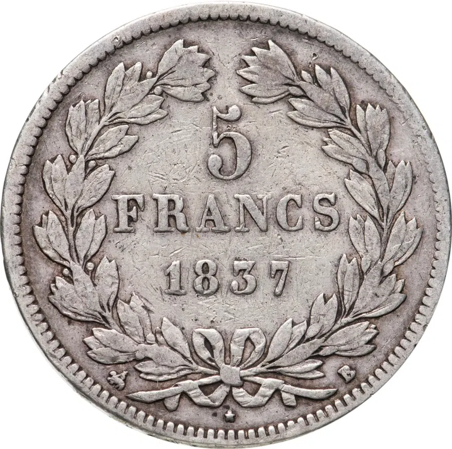 Франция 5 франков (francs) 1837 W