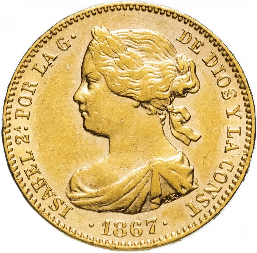 Испания 10 эскудо (escudos) 1867