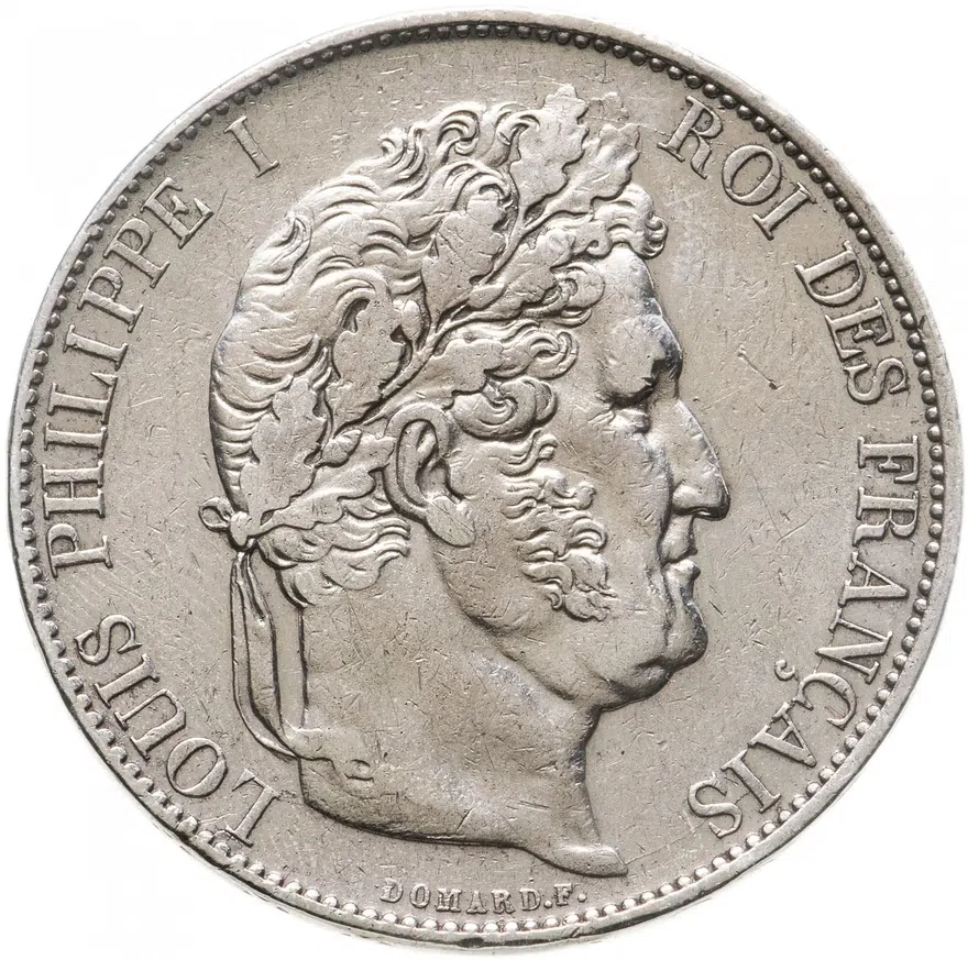 5 франков (francs) 1845, аверс