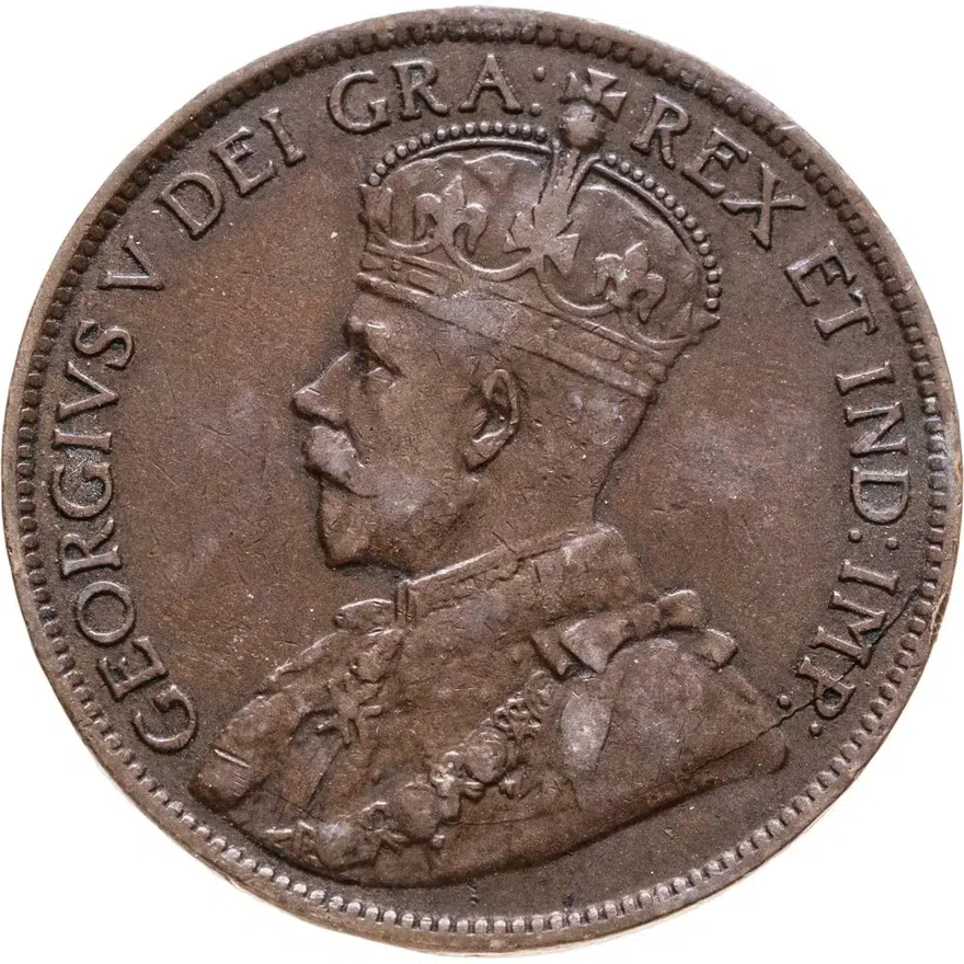 Канада 1 цент (cent) 1914, аверс