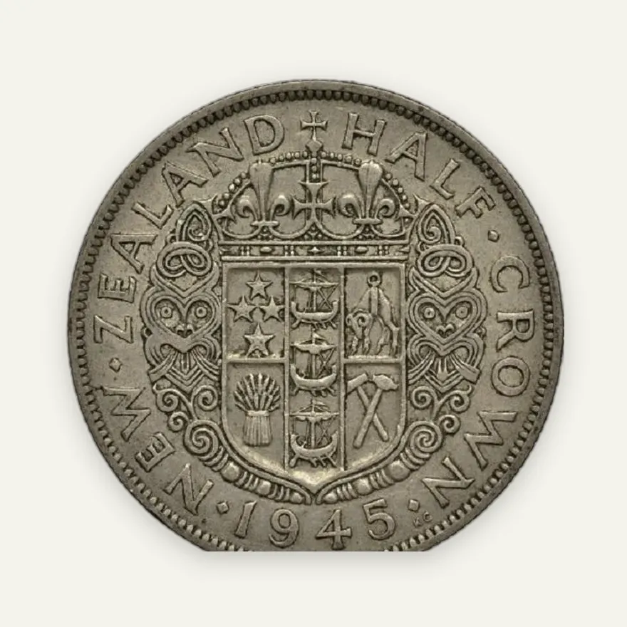 Новая Зеландия 1/2 кроны (crown) 1945, реверс