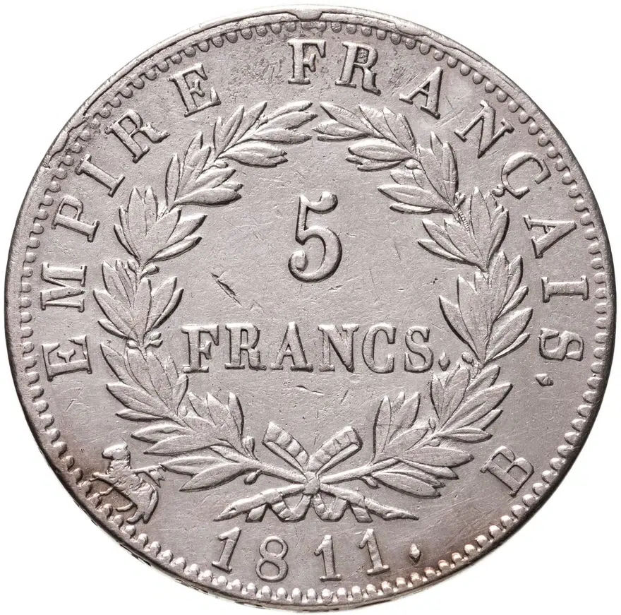 Франция 5 франков (francs) 1811, реверс