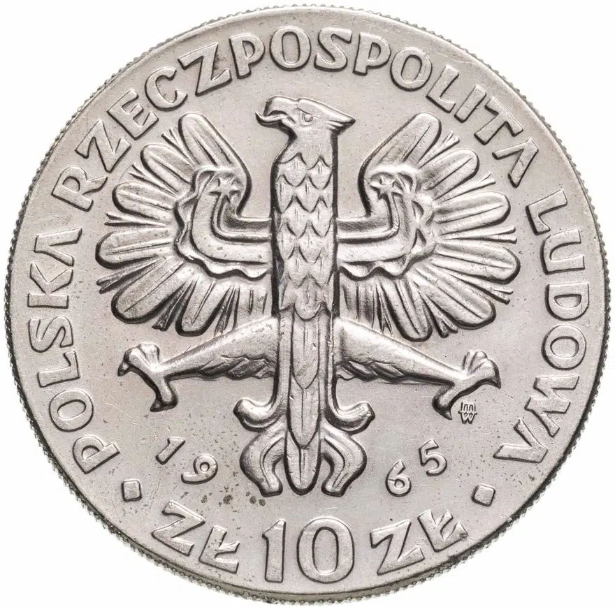 Польша 10 злотых (zlotych) 1965  700 лет Варшаве - Ника, реверс