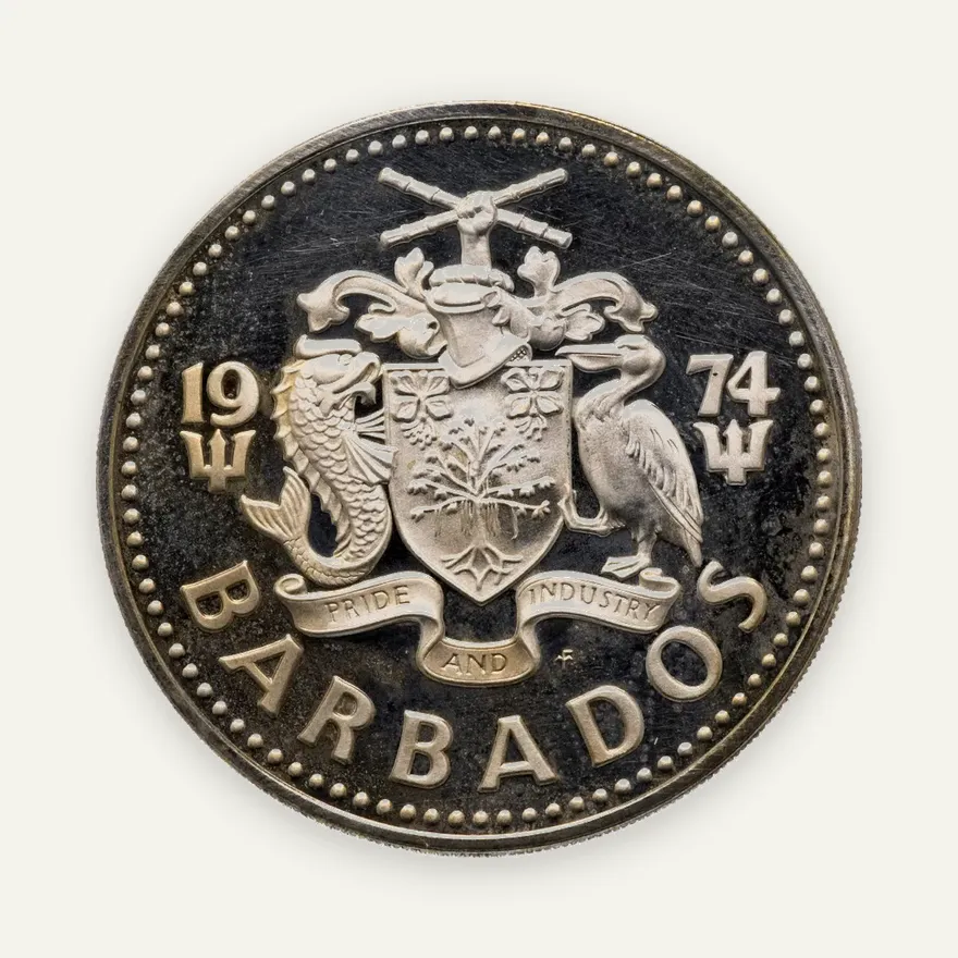 Барбадос 2 доллара (dollars) 1975, реверс