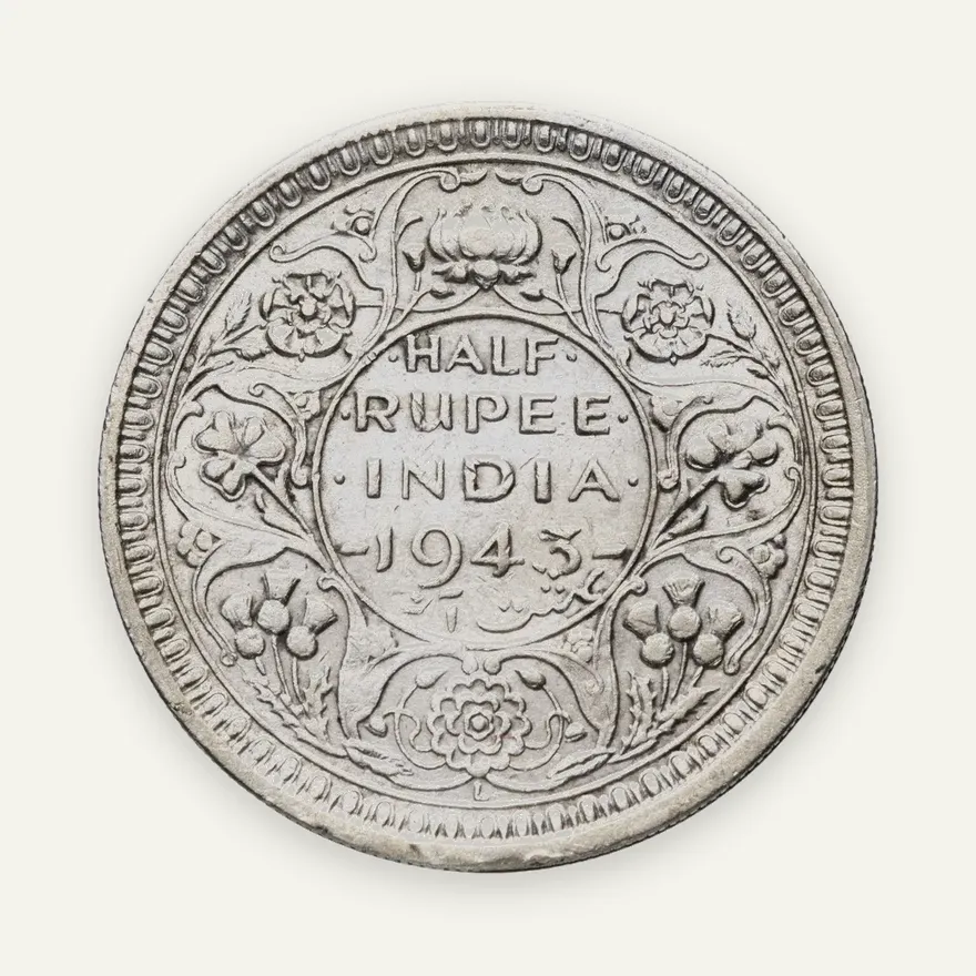 Индия (Британская) 1/2 рупии (rupee) 1943 L, реверс