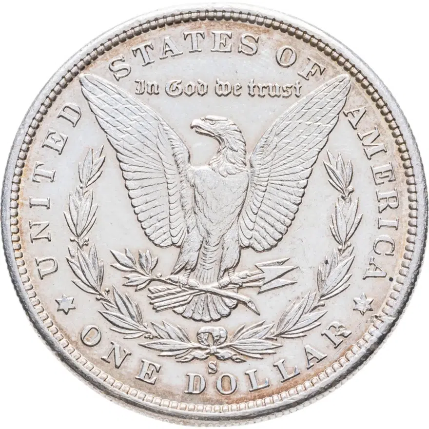 США 1 доллар (dollar) 1880 S Доллар Моргана знак монетного двора: "S" - Сан-Франциско, реверс