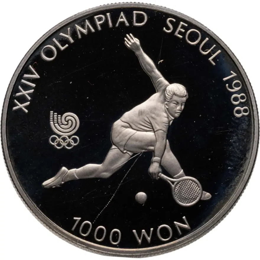 Южная Корея 1000 вон (won) 1987  XXIV летние Олимпийские Игры, Сеул 1988 - Теннис