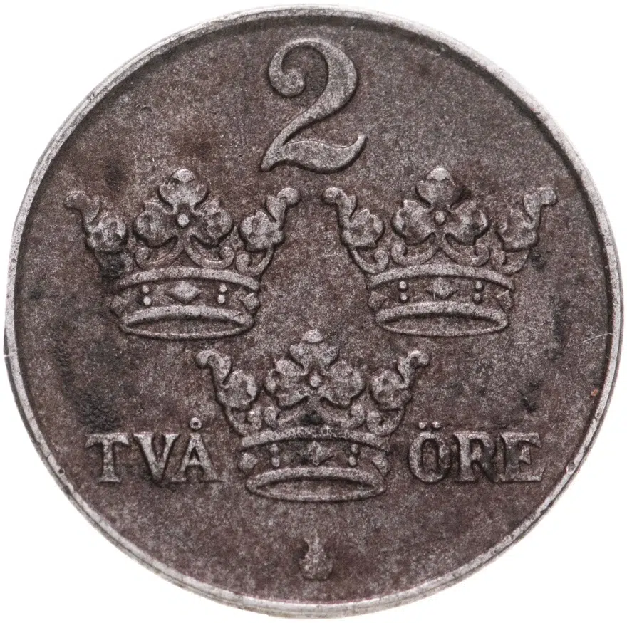 Швеция 2 эре (ore) 1917, реверс