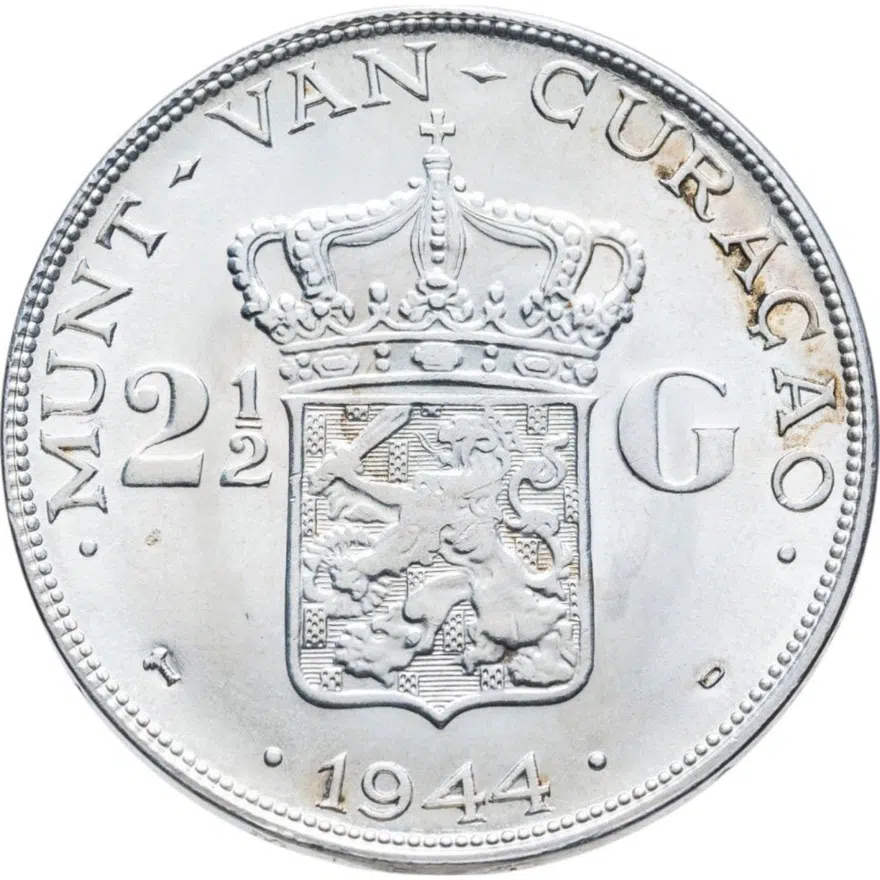 Кюрасао 2 1/2 гульдена (gulden) 1944, реверс