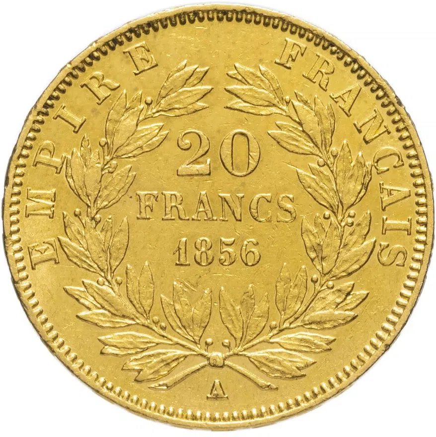 Франция 20 франков (francs) 1856 A