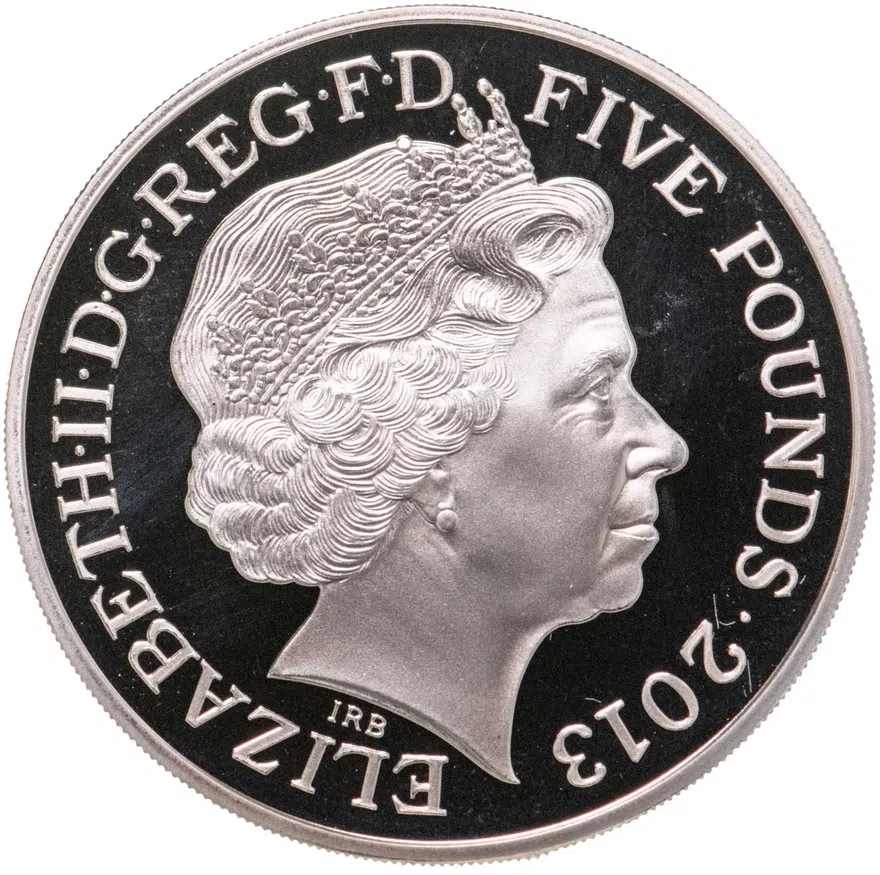 Великобритания 5 фунтов (pounds) 2013  60 лет коронации Королевы Елизаветы II, реверс