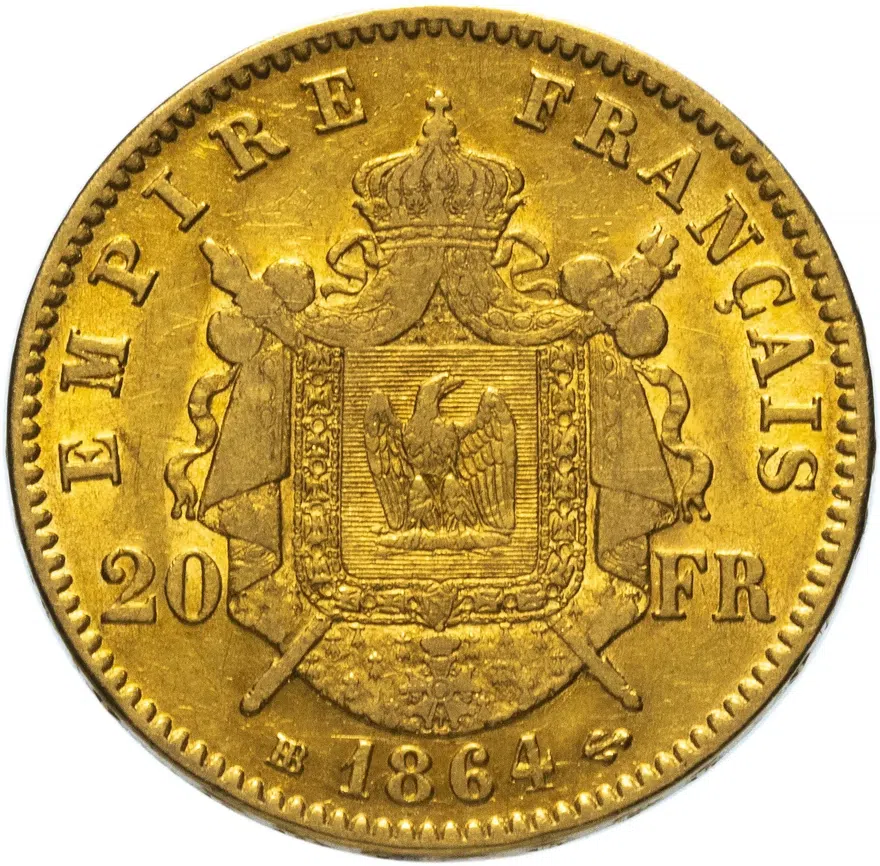 Франция 20 франков (francs) 1864