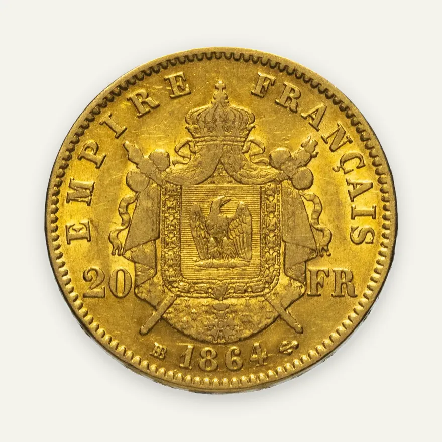 Франция 20 франков (francs) 1864, реверс