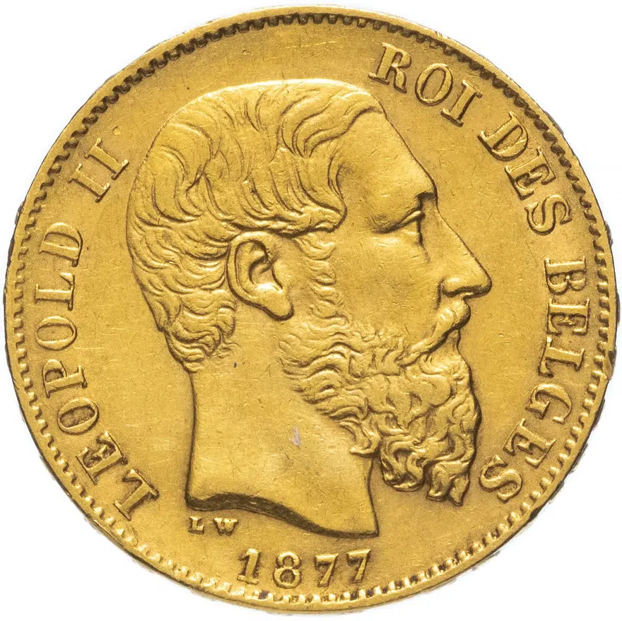 Бельгия 20 франков (francs) 1877, реверс