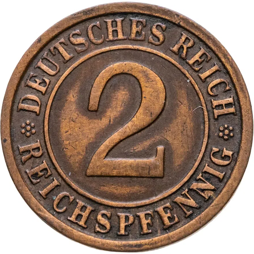 Германия 2 рейхспфеннига (reichspfennig) 1936 D  знак монетного двора "D" — Мюнхен