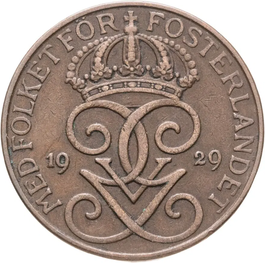 Швеция 5 эре (ore) 1929, реверс