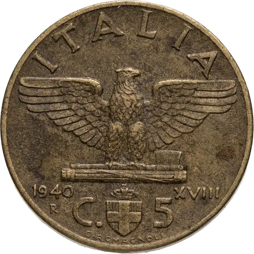 Италия 5 чентезимо (centesimi) 1940, реверс