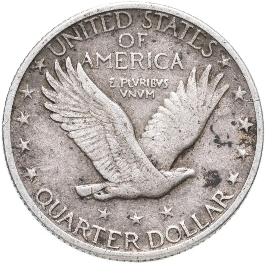 США 25 центов (квотер, 1/4 доллара, quarter dollar) 1930 S Standing Liberty Quarter знак монетного двора: "S" - Сан-Франциско, реверс